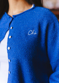 Chi Embroidered Piper Cardigan - Cobalt