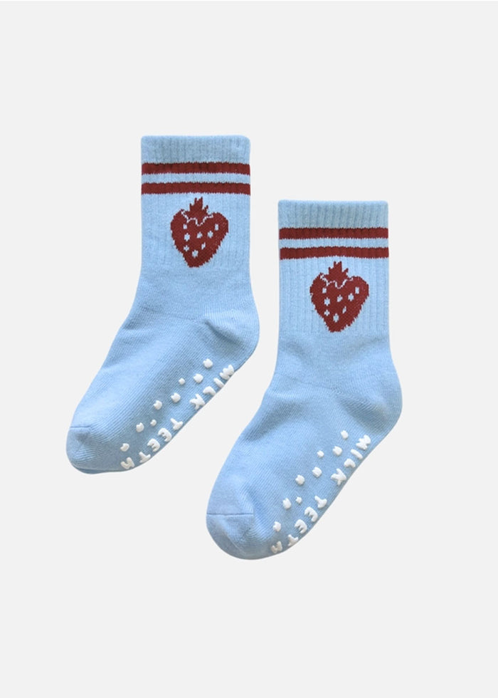Ribbed Grip Socks - Strawberry