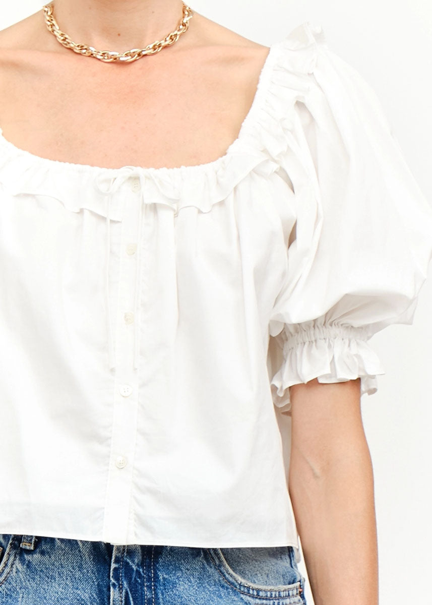 Bijou Puff Sleeve Top - Off White