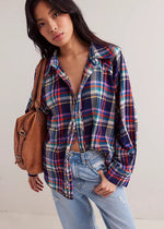 Girl Meets Boy Plaid Shirt - Navy Combo