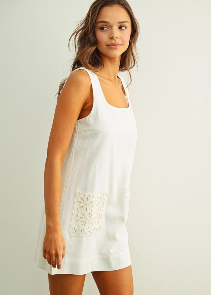 Winsley Eyelet Linen Mini Dress - Off-White