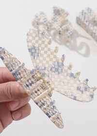 Blue Sand Check Large Claw Clip