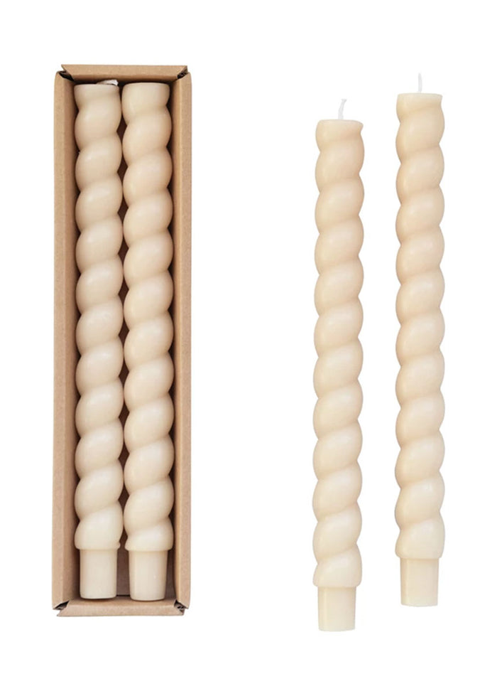 Twisted Taper Candles - Cream