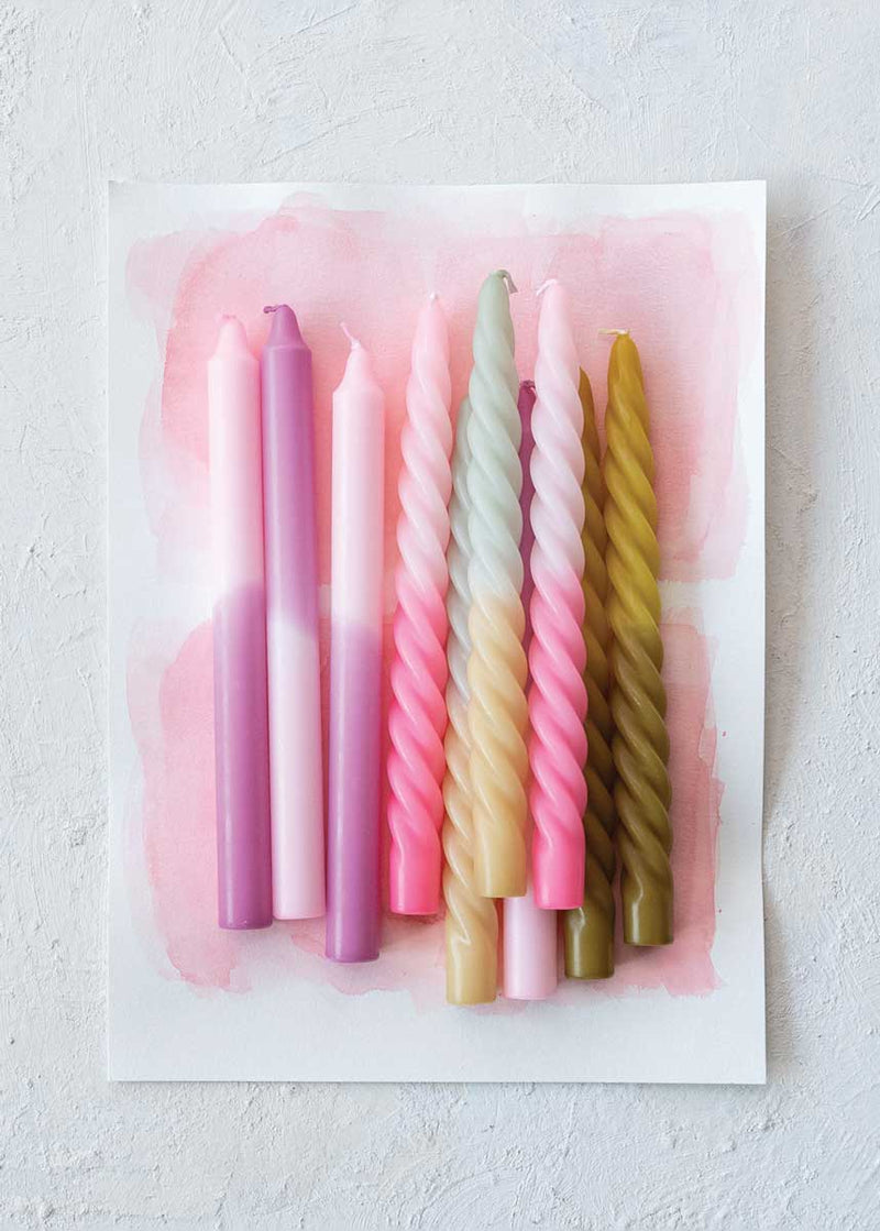 Twisted Taper Candles (Set of 2) - Pink Ombre