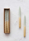 Twisted Taper Candles (Set of 2) - Mint Ombre
