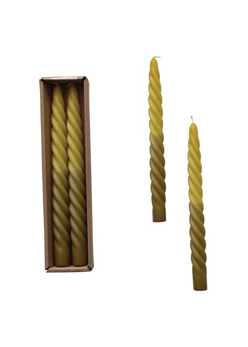 Twisted Taper Candles (Set of 2) - Green Ombre