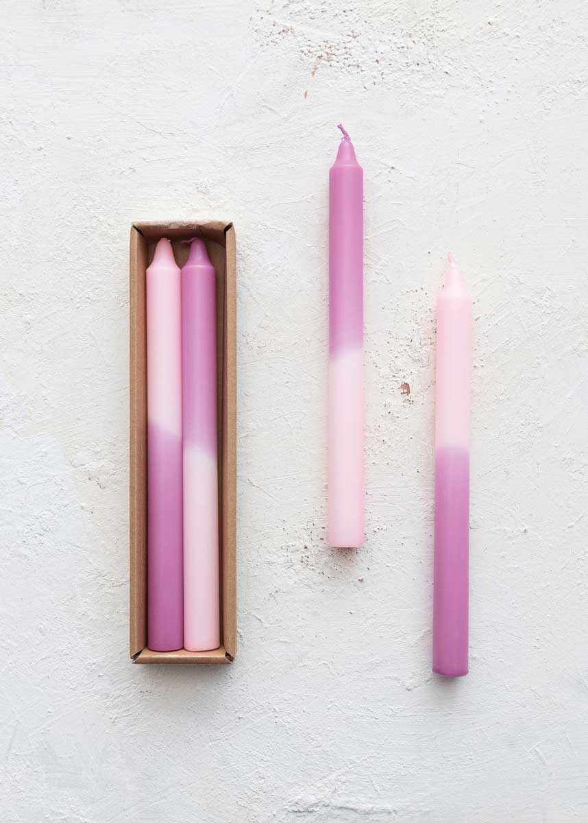 Taper Candles (Set of 2) - Pink & Lilac Ombre