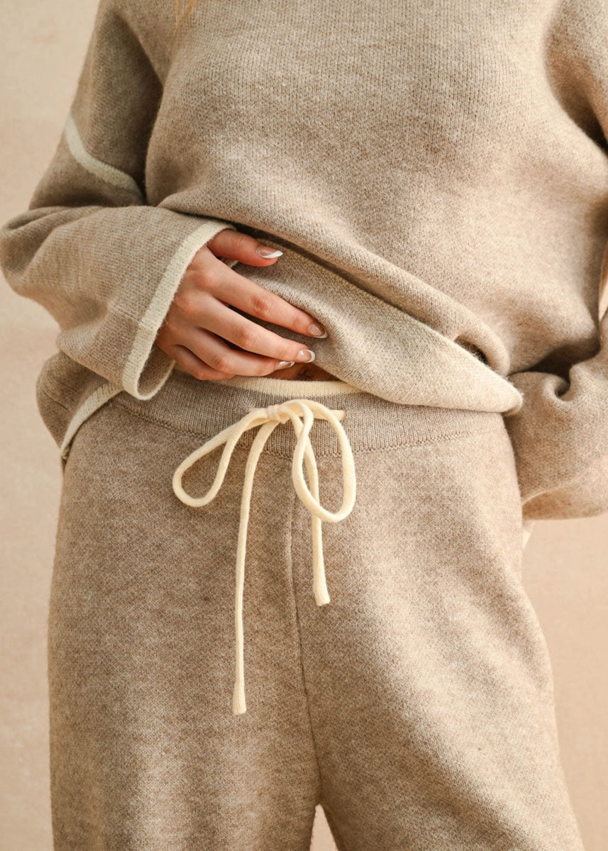 Pepper Wide Leg Knit Pant - Mocha