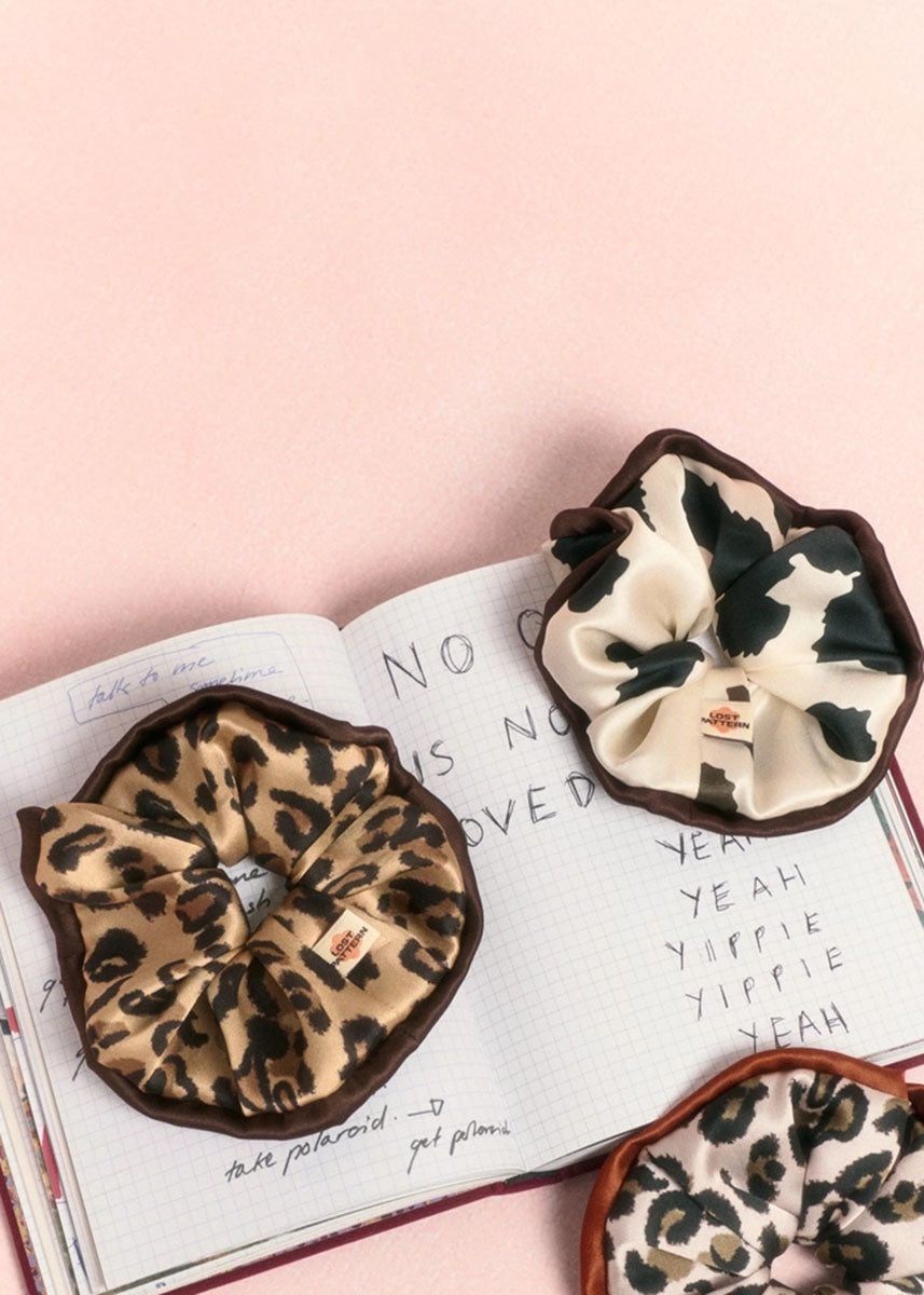 Spot Chic Oversized Silk Scrunchie - Classic Leopard