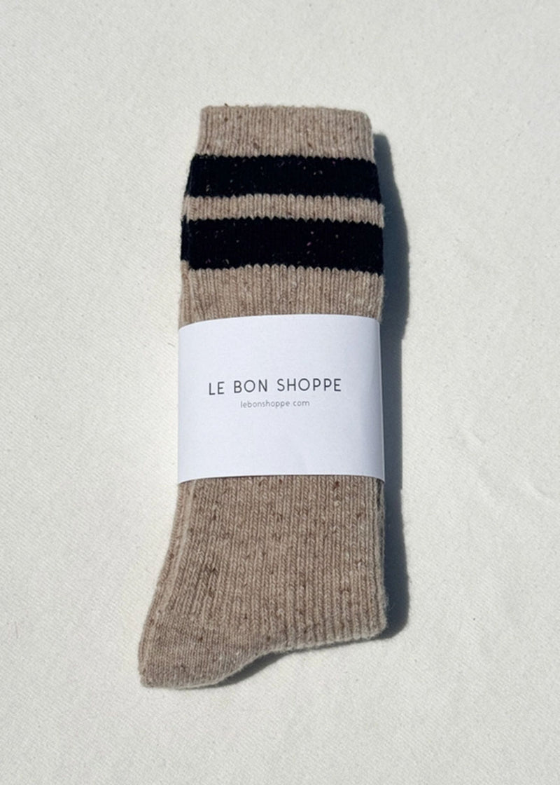 Snow Varsity Socks - Beige & Black