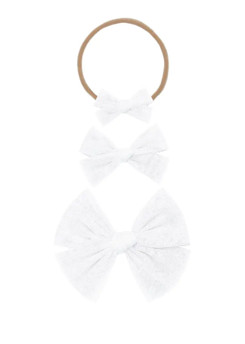 Medium Tulle Bow Headband - White