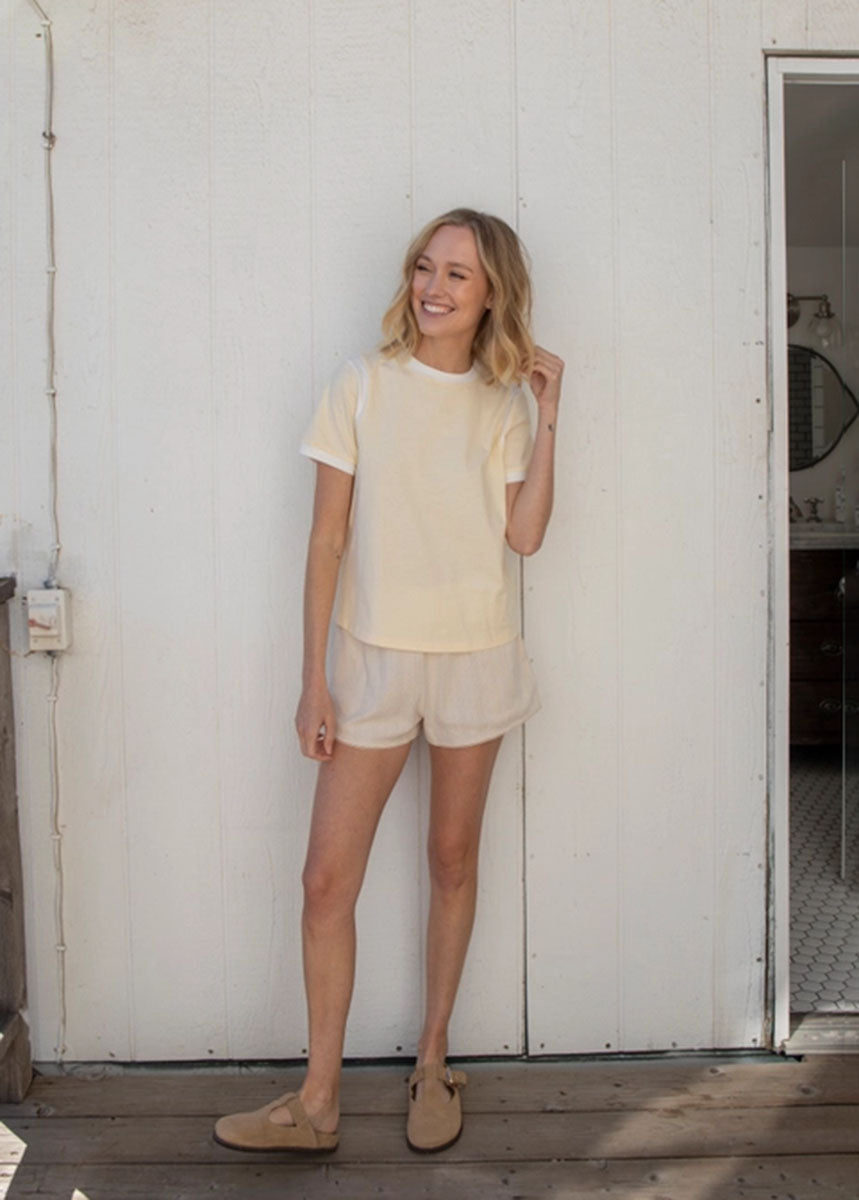 Aly Contrast Tee - Butter