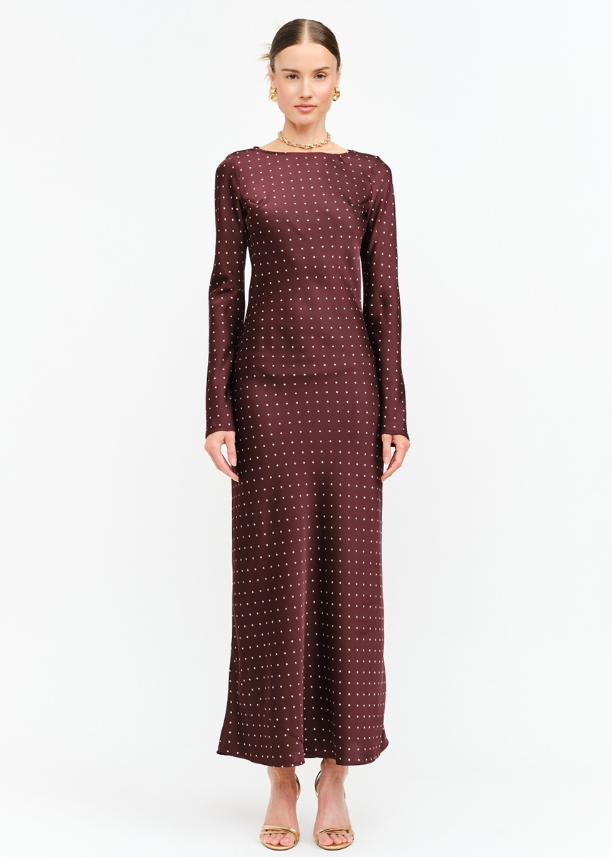 Georgie Polka Dot Dress - Burgundy