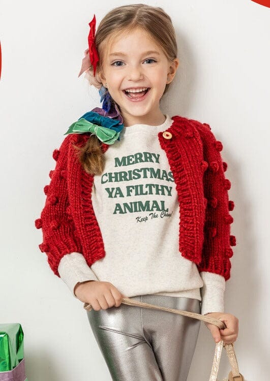 Popcorn Cardigan - Red