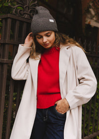 Adult Mad Hatter Ribbed Knit Beanie - Heather Charcoal Grey