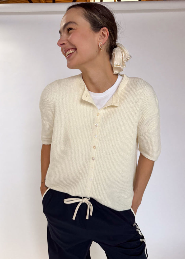 Cherie Ribbed Cardigan - Ivory