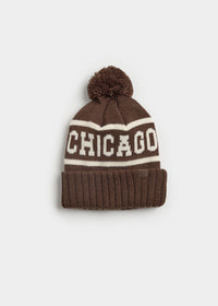 Adult Mad Hatter Chicago Pom Beanie - Chocolate