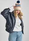 Adult Mad Hatter Chicago Varsity Beanie - Navy & Orange