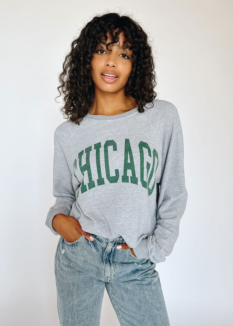 Chicago Classic Crew Sweatshirt - Heather Grey & Emerald