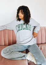 Chicago Classic Crew Sweatshirt - Heather Grey & Emerald