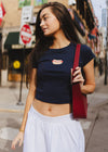 Hot Dog Icon Baby Tee - Navy