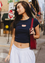 Hot Dog Icon Baby Tee - Navy
