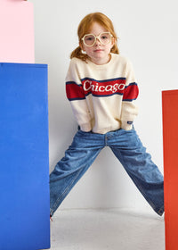 Chicago. Mini Varsity Sweater - Ivory