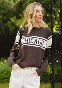 Chicago Varsity Block Stripe Sweater - Chocolate