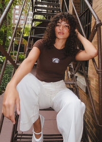 Chi Script Baby Tee - Chocolate