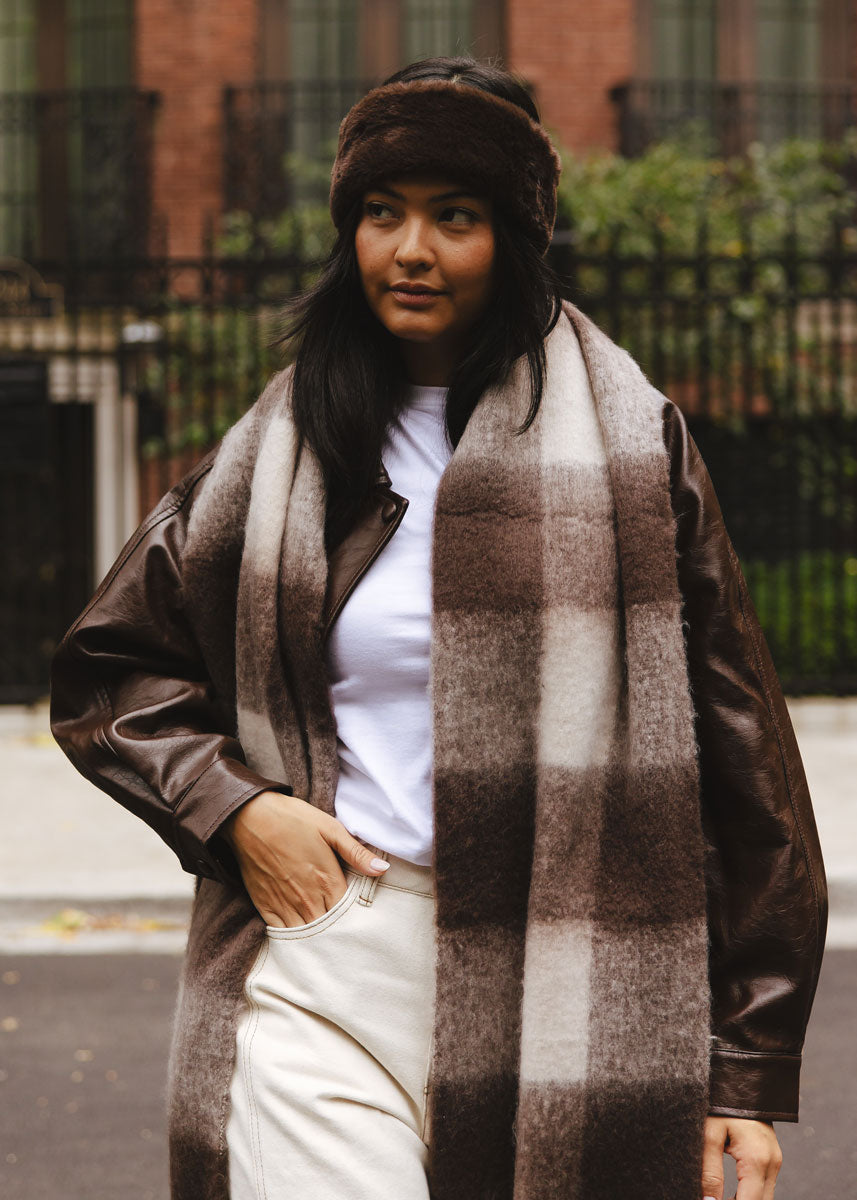 Mad Hatter Faux-Fur Headband - Chocolate