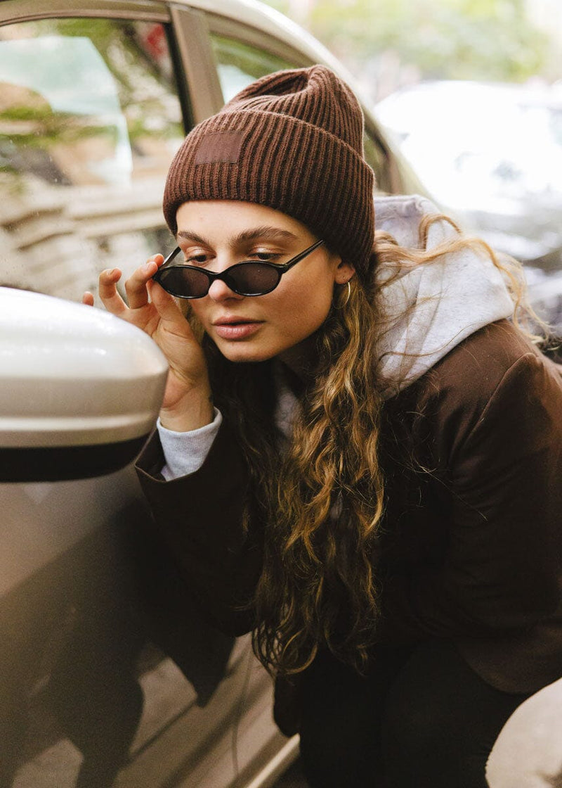 Adult Mad Hatter Ribbed Knit Beanie - Espresso