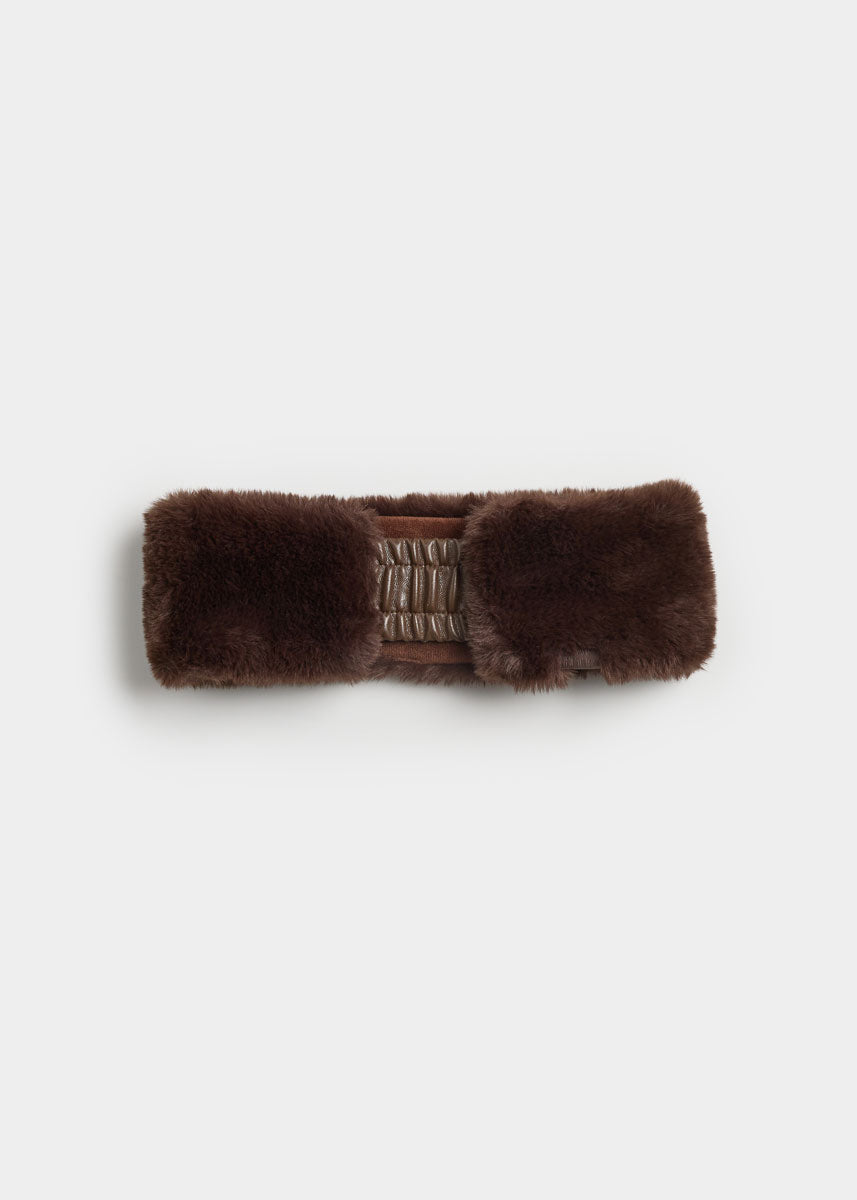 Mad Hatter Faux-Fur Headband - Chocolate