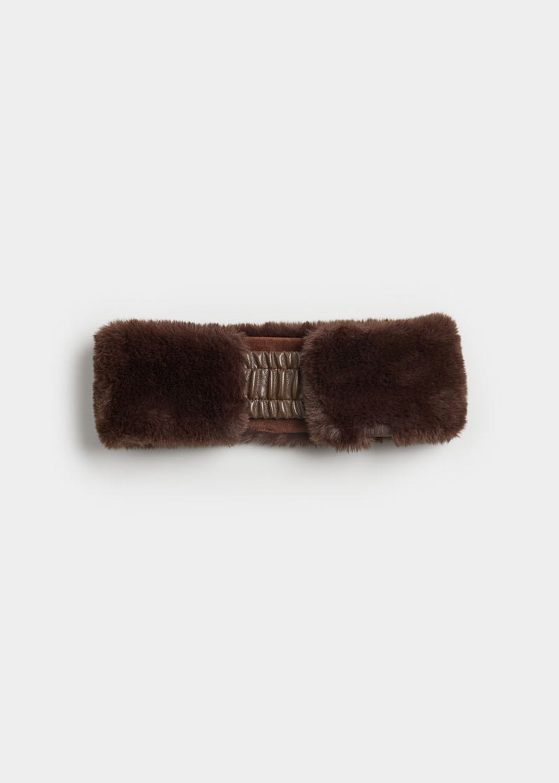 Mad Hatter Faux-Fur Headband - Chocolate