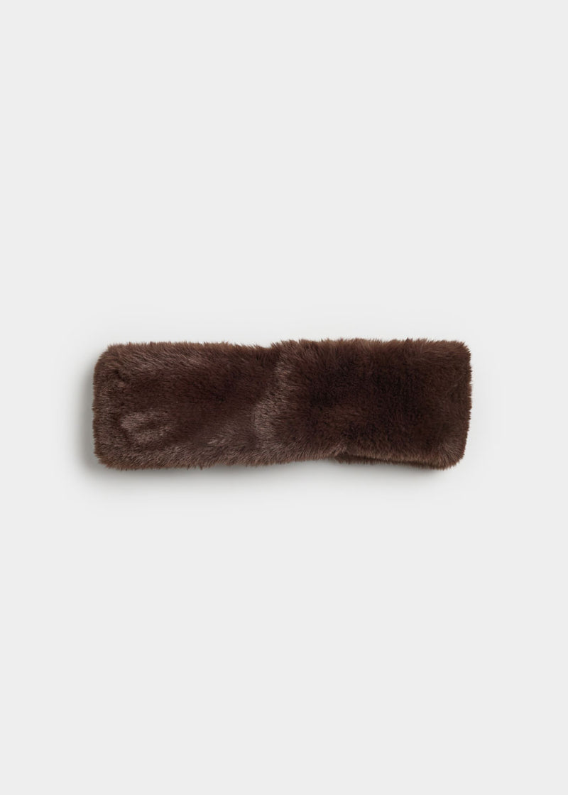 Mad Hatter Faux-Fur Headband - Chocolate