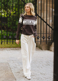 Chicago Varsity Block Stripe Sweater - Chocolate