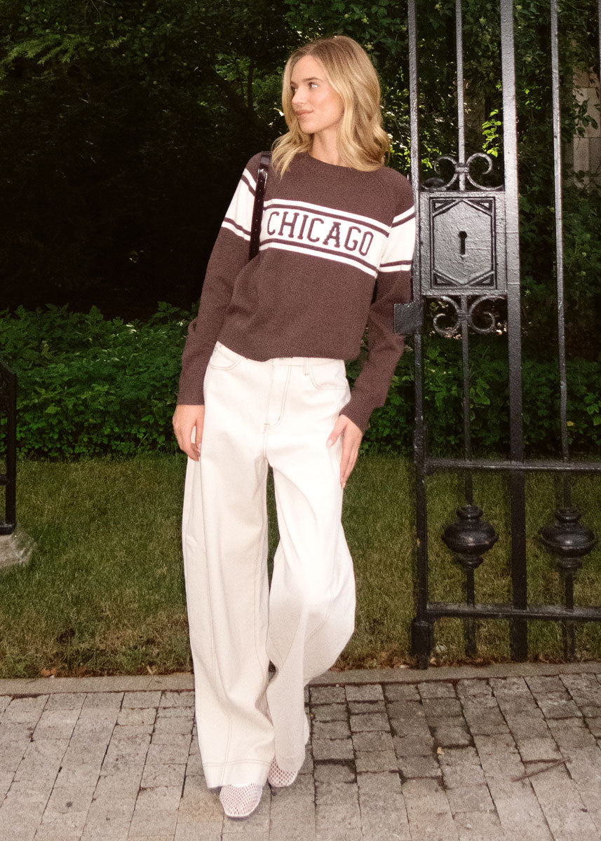 Chicago Varsity Block Stripe Sweater - Chocolate