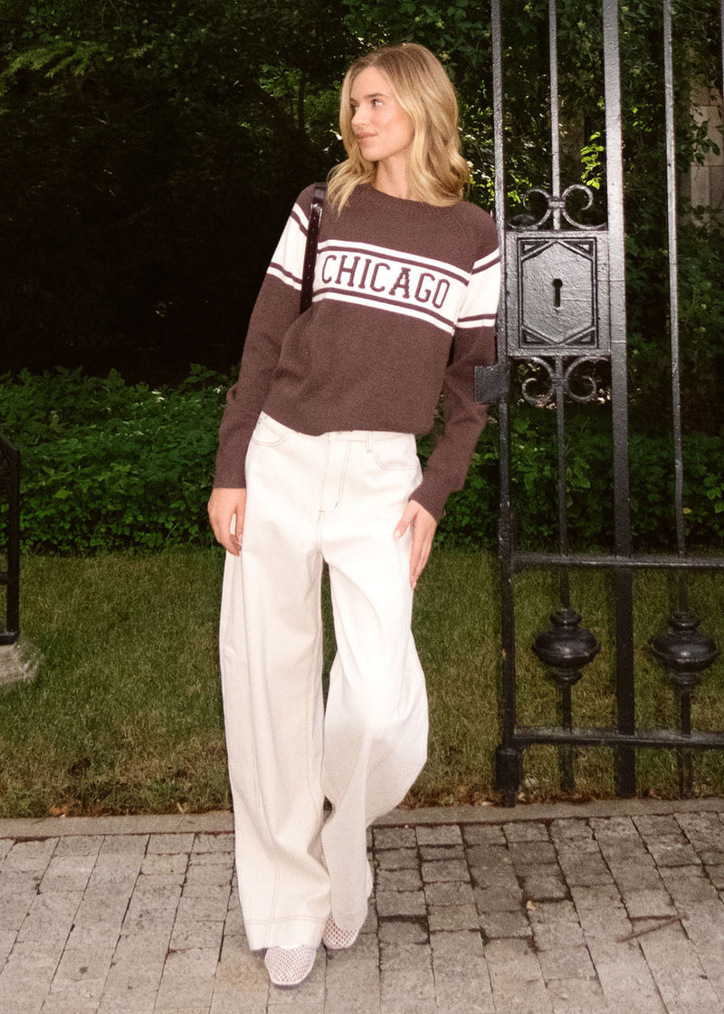 Chicago Varsity Block Stripe Sweater - Chocolate
