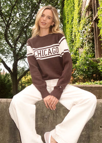 Chicago Varsity Block Stripe Sweater - Chocolate