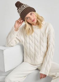 Adult Mad Hatter Chicago Pom Beanie - Chocolate