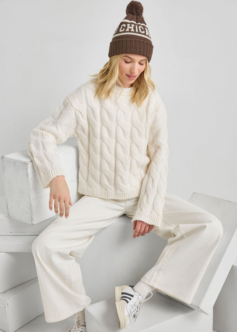 Adult Mad Hatter Chicago Pom Beanie - Chocolate