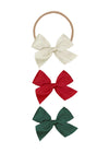 Small Satin Bow Headbands (3 Pack) - Ruby