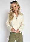 Mary-Ann Front Zip Chunky Cable Knit - Ivory
