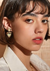 Cindy Dangle Heart Earrings - Gold