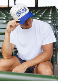 Chicago Cubs Pinstripe Puff Hat - Royal