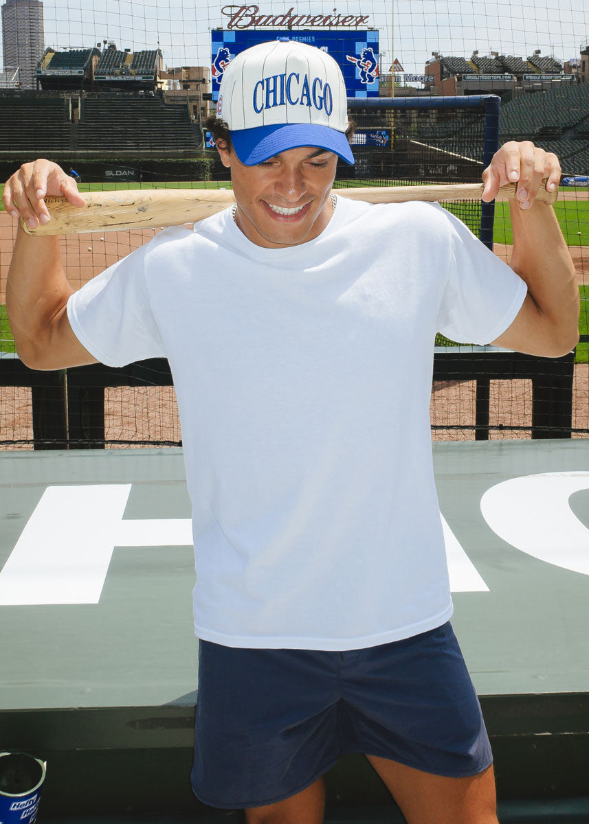 Chicago Cubs Pinstripe Puff Hat - Royal