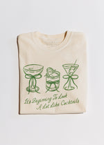 It's Beginning To Look A Lot Like Cocktails Cropped Tee - Natural