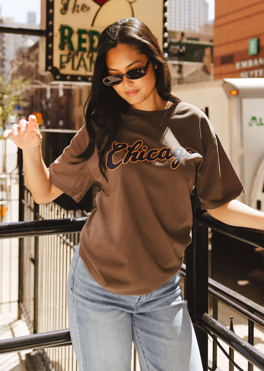 Chicago Script Unisex Tee - Washed Cocoa