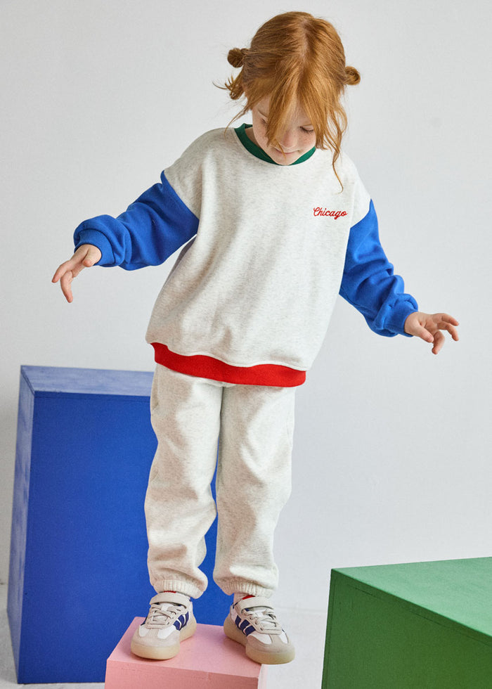 Chicago Colorblock Sweatset- Grey & Blue