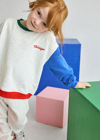 Chicago Colorblock Sweatset- Grey & Blue