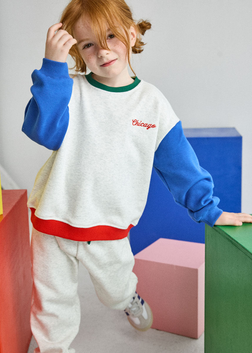 Chicago Colorblock Sweatset- Grey & Blue